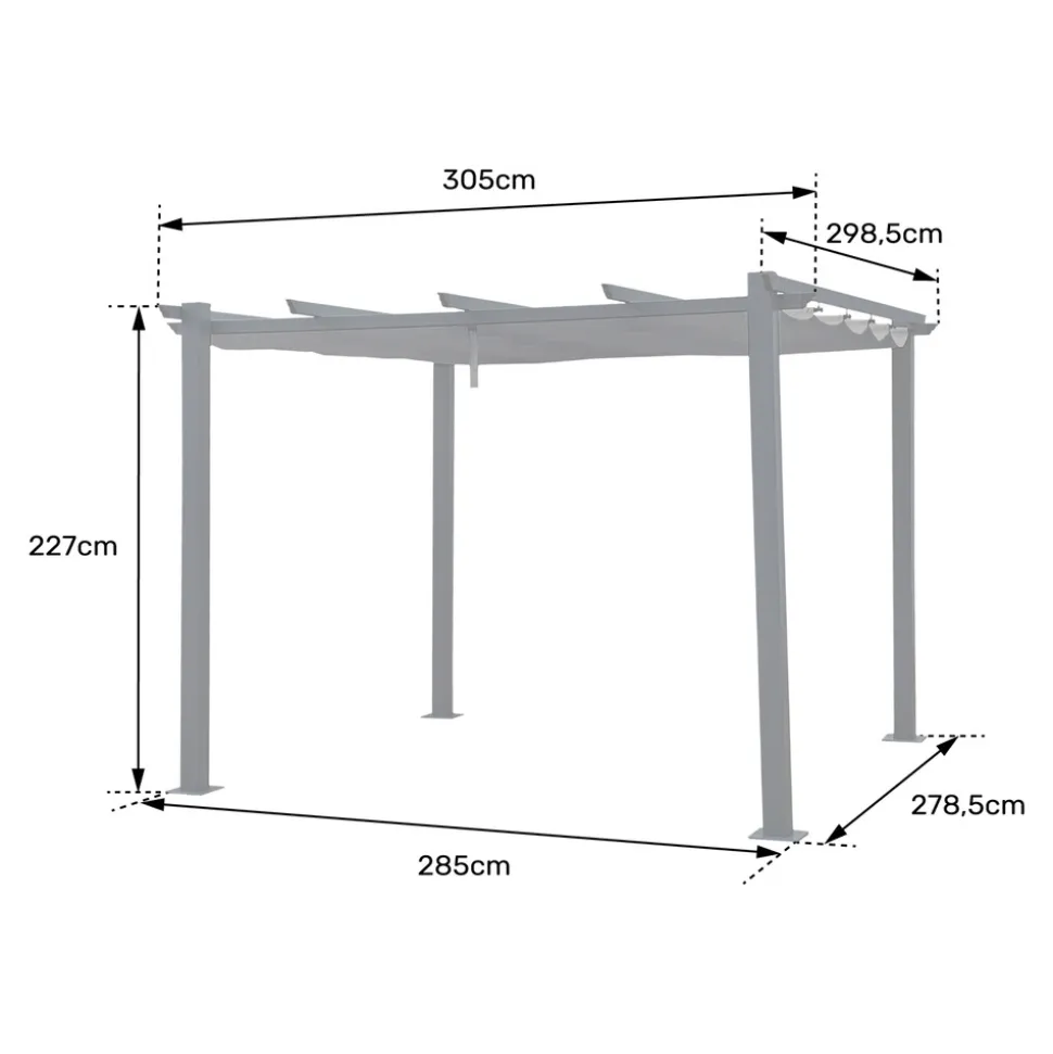 HAPPY GARDEN - Pergola autoportante 3 × 3m cassis beige - structure aluminium