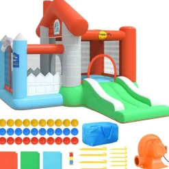 HAPPY HOP - Château gonflable avec toboggan 272x257x220 cm pvc