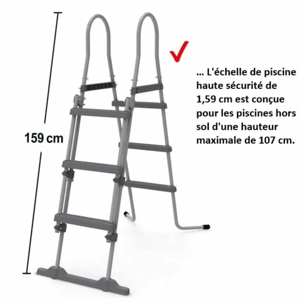 HECHT - H 00091 echelle double pour piscine 107 cm -symétrique hors sol accessoire piscine marches 2x3