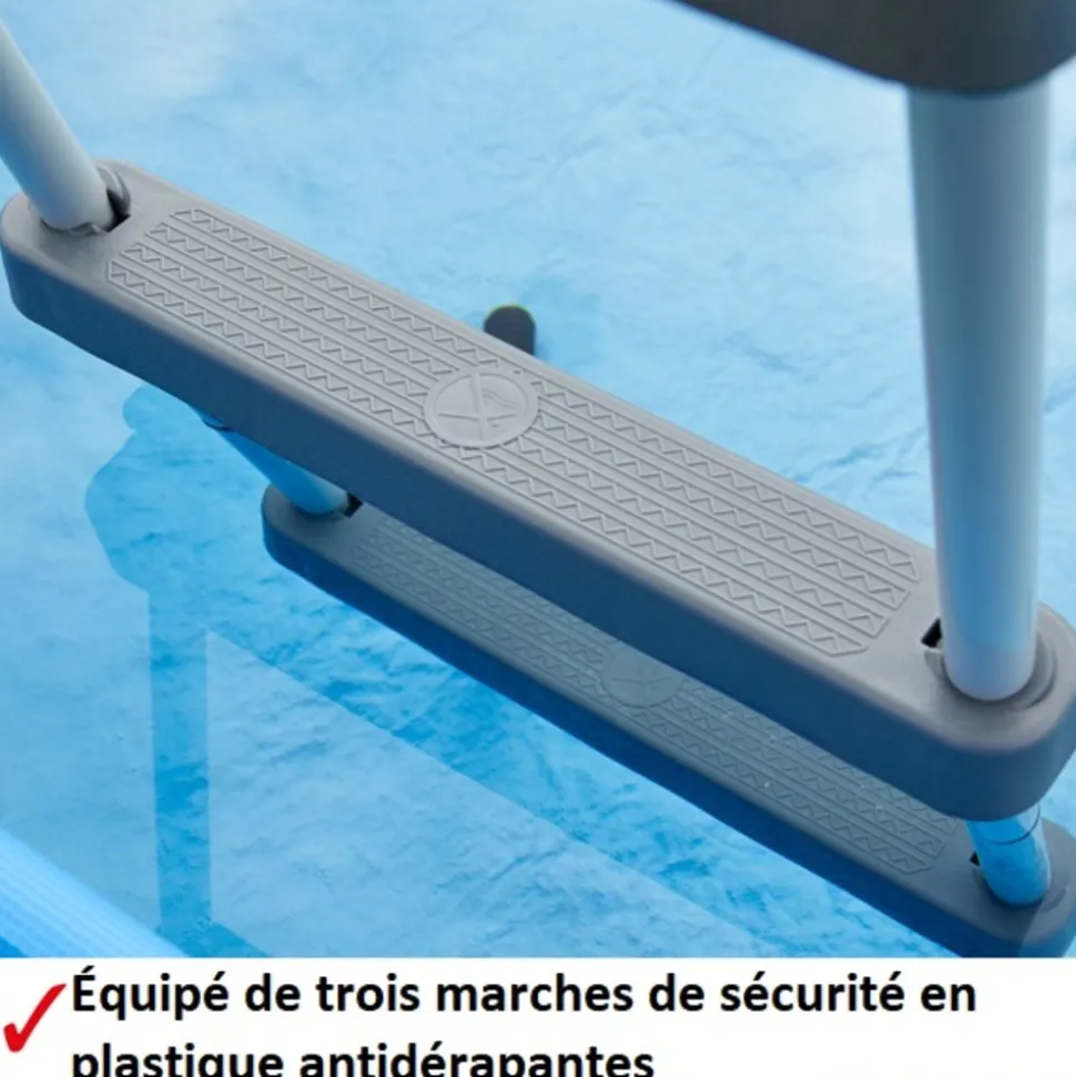 HECHT - H 00091 echelle double pour piscine 107 cm -symétrique hors sol accessoire piscine marches 2x3