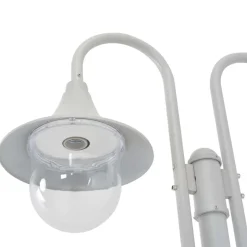 HELLOSHOP26 - Lampadaire de jardin e27 220 cm aluminium 2 lanternes blanc