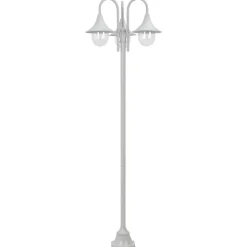 HELLOSHOP26 - Lampadaire de jardin e27 220 cm aluminium 3 lanternes blanc