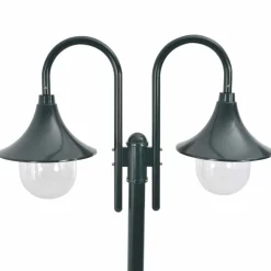 HELLOSHOP26 - Lampadaire de jardin e27 220cm aluminium 2 lanternes foncé vert