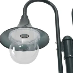 HELLOSHOP26 - Lampadaire de jardin e27 220cm aluminium 2 lanternes foncé vert