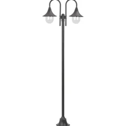 HELLOSHOP26 - Lampadaire de jardin e27 220 cm aluminium 2 lanternes bronze marron