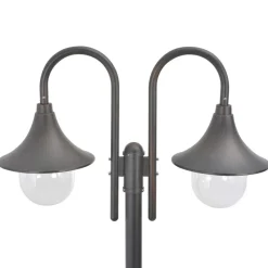 HELLOSHOP26 - Lampadaire de jardin e27 220 cm aluminium 2 lanternes bronze marron