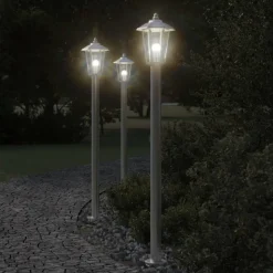 HELLOSHOP26 - Lampadaire d'extérieur argenté 120 cm acier inoxydable argent