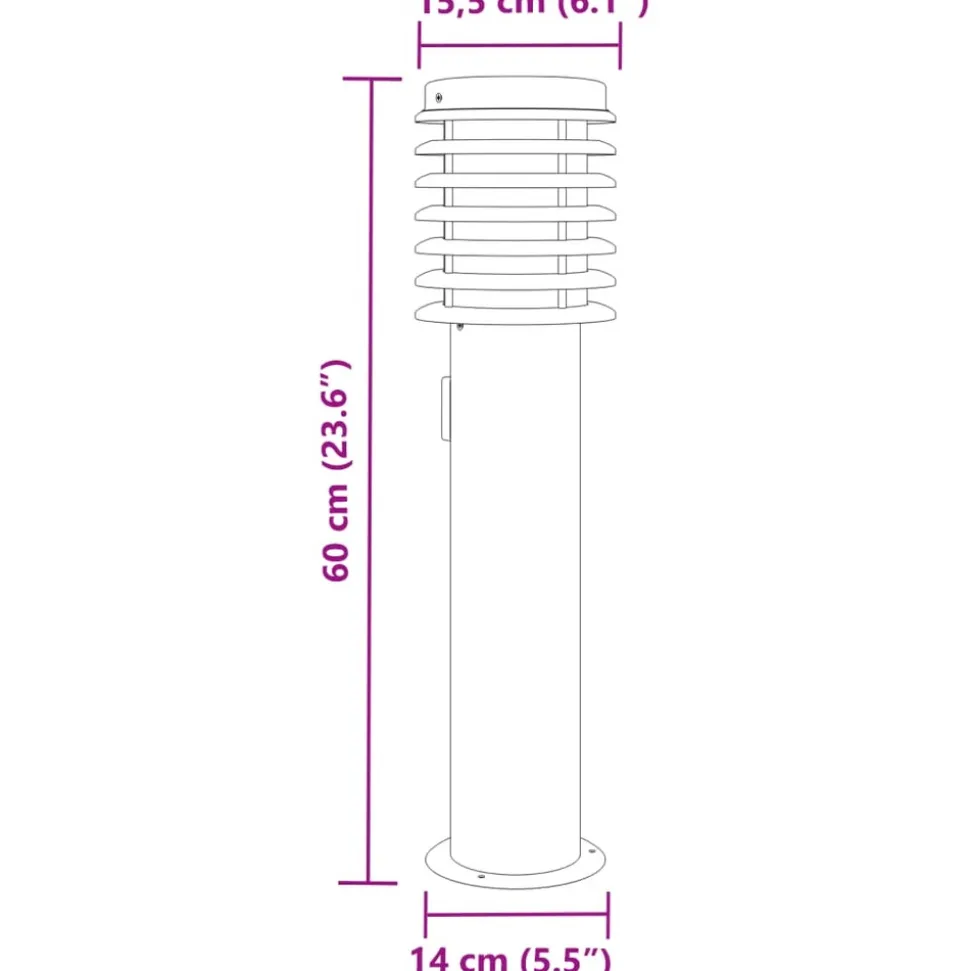 HELLOSHOP26 - Lampadaire d'extérieur et sortie argenté 60 cm acier inoxydable argent