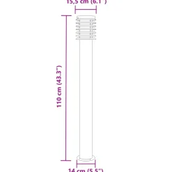 HELLOSHOP26 - Lampadaire d'extérieur 110 cm acier inoxydable noir