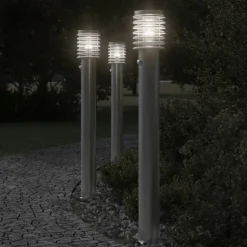 HELLOSHOP26 - Lampadaire d'extérieur avec capteur argenté acier inoxydable argent
