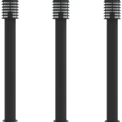 HELLOSHOP26 - Lampadaires d'extérieur 3 pcs 110 cm acier inoxydable noir