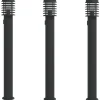 HELLOSHOP26 - Lampadaires d'extérieur avec sortie 3 pcs acier inoxydable noir