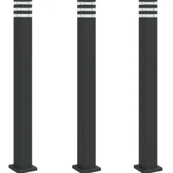 HELLOSHOP26 - Lampadaires d'extérieur 3 pcs 110 cm aluminium noir