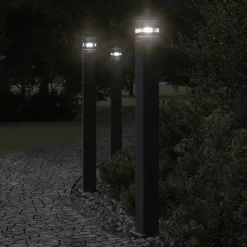 HELLOSHOP26 - Lampadaires d'extérieur 3 pcs 110 cm aluminium noir