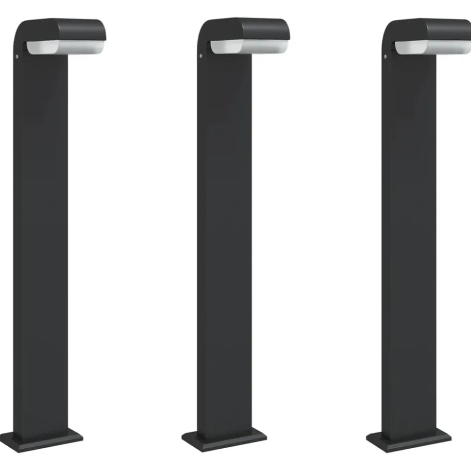 HELLOSHOP26 - Lampadaires d'extérieur 3 pcs aluminium moulé sous pression noir