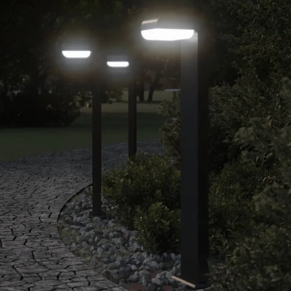 HELLOSHOP26 - Lampadaires d'extérieur 3 pcs aluminium moulé sous pression noir