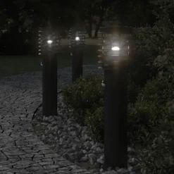 HELLOSHOP26 - Lampadaires d'extérieur et capteurs 3 pcs acier inoxydable noir