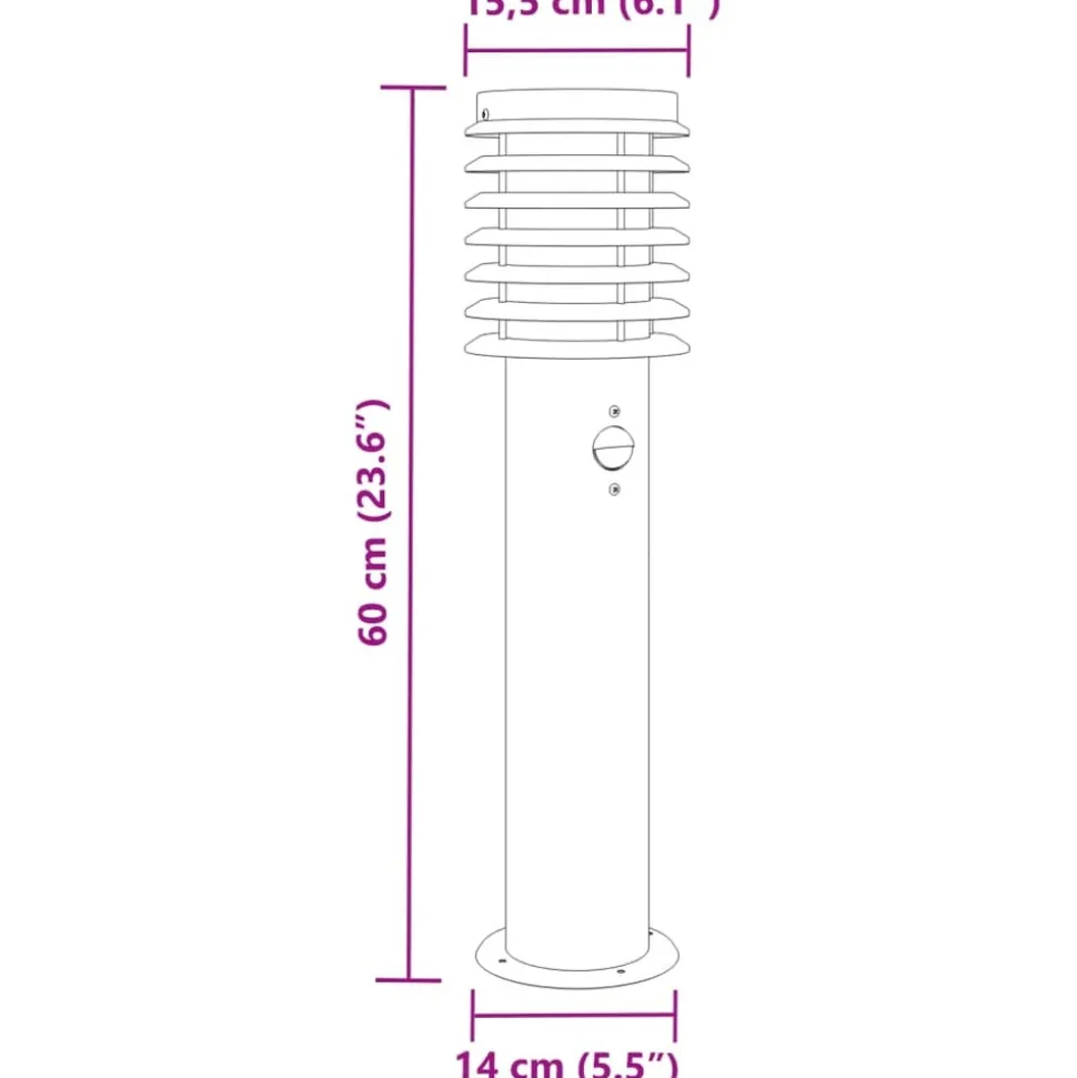 HELLOSHOP26 - Lampadaires d'extérieur et capteurs 3 pcs acier inoxydable noir