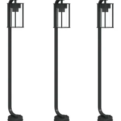 HELLOSHOP26 - Lampadaires d'extérieur 3 pcs 100 cm acier inoxydable noir