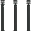 HELLOSHOP26 - Lampadaires d'extérieur et capteurs 3 pcs acier inoxydable noir