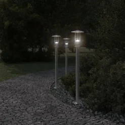 HELLOSHOP26 - Lampadaires d'extérieur 3 pcs argenté 100 cm acier inoxydable argent