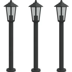 HELLOSHOP26 - Lampadaires d'extérieur 3 pcs 80 cm acier inoxydable noir