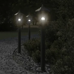 HELLOSHOP26 - Lampadaires d'extérieur 3 pcs 80 cm acier inoxydable noir