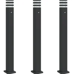 HELLOSHOP26 - Lampadaires d'extérieur avec capteur 3 pcs 110cm aluminium noir