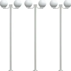 HELLOSHOP26 - Lampadaires d'extérieur 3 pcs argenté 215 cm acier inoxydable argent