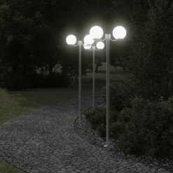 HELLOSHOP26 - Lampadaires d'extérieur 3 pcs argenté 215 cm acier inoxydable argent
