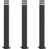 HELLOSHOP26 - Lampadaires d'extérieur avec sortie 3 pcs 110 cm aluminium noir