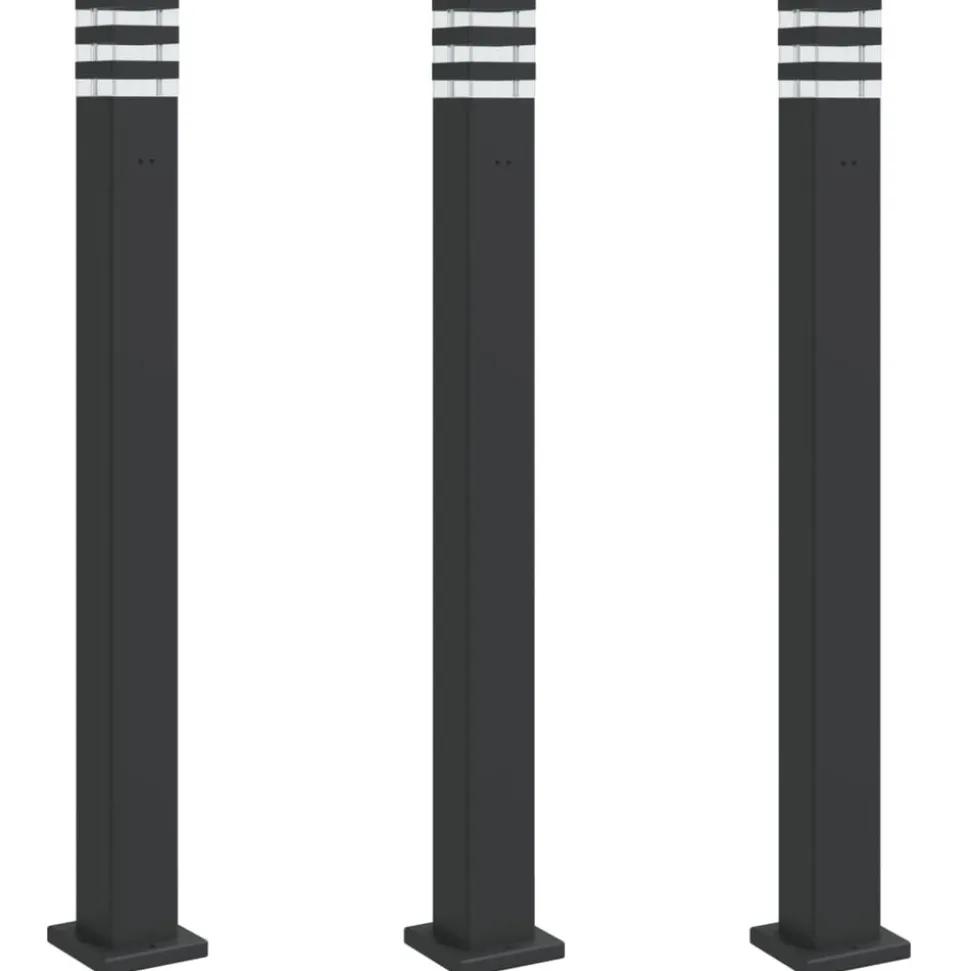 HELLOSHOP26 - Lampadaires d'extérieur avec sortie 3 pcs 110 cm aluminium noir