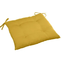 HESPÉRIDE - Galette de chaise carrée 4 points jaune moutarde