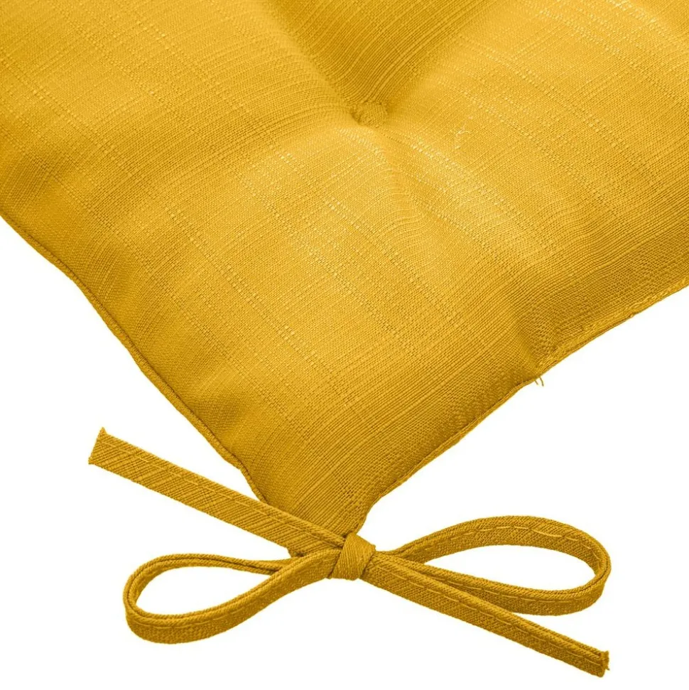 HESPÉRIDE - Galette de chaise carrée 4 points jaune moutarde