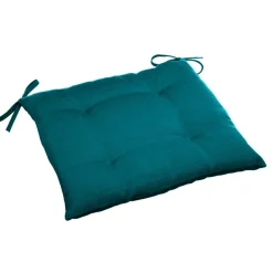 HESPÉRIDE - Galette de chaise carrée 4 points bleu canard