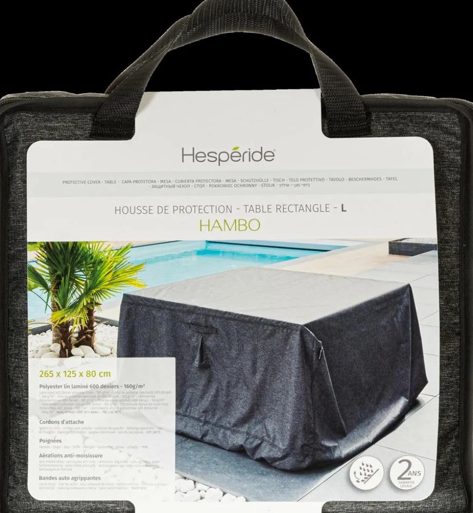 HESPÉRIDE - Housse de protection "hambo" pour table rectangulaire l 265x125x80cm en polyester