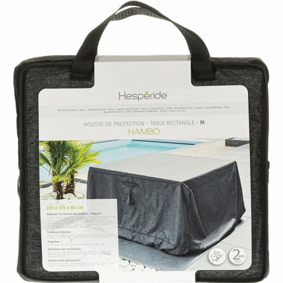 HESPÉRIDE - Housse de table rectangulaire m - 225 x 125 x 80 cm - gris foncé
