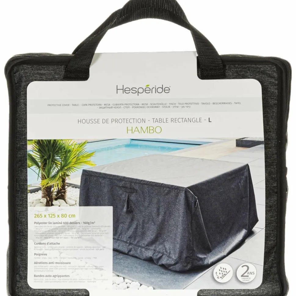 HESPÉRIDE - Housse de table rectangulaire l - 265 x 125 x 80 cm - gris foncé