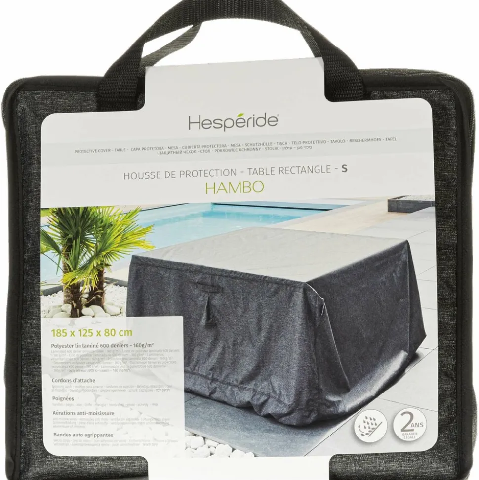 HESPÉRIDE - Housse de table rectangulaire s - 185 x 125 x 80 cm - gris foncé