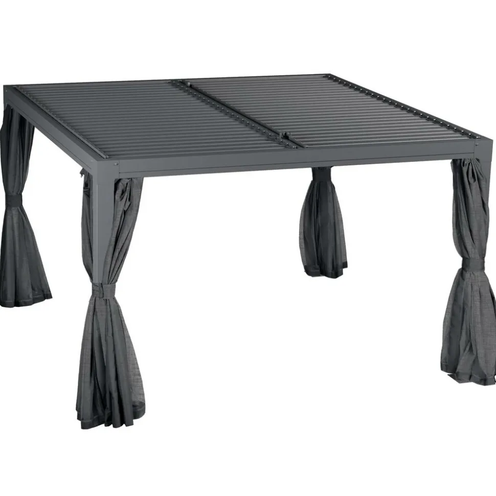 HESPÉRIDE - Rideaux pour pergola bioclimatique "majaé" 1 set de 4 rideaux pour tonnelle 3,6x3,6m