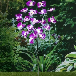 HI - Lampe solaire à led de jardin en forme d'orchidée 75 cm