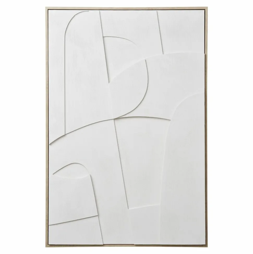 HOUSE NORDIC - Tableau mural relief contemporain toile blanche 60 x 90 cm