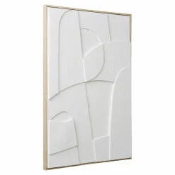 HOUSE NORDIC - Tableau mural relief contemporain toile blanche 60 x 90 cm