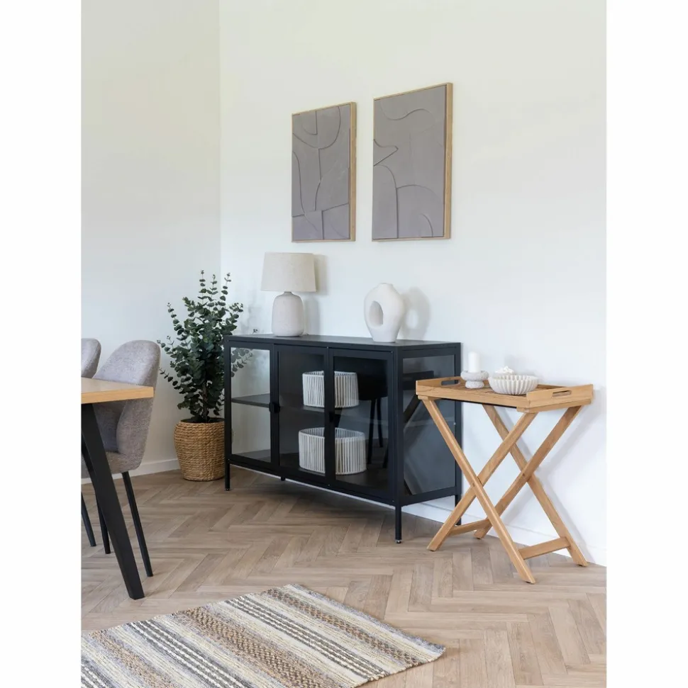 HOUSE NORDIC - Tableau mural relief contemporain toile grise 50 x 70 cm