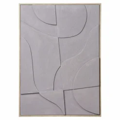 HOUSE NORDIC - Tableau mural relief contemporain toile grise 50 x 70 cm
