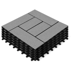 IDMARKET - Lot de 5 dalles de terrasse mosaïque wodhy clipsables bois composite gris 30 x 30 cm