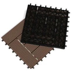 IDMARKET - Lot de 5 dalles de terrasse mosaïque wodhy clipsables bois composite taupe 30 x 30 cm