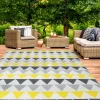 IDMARKET - Tapis extérieur sari triangles gris et jaune 270 x 370 cm