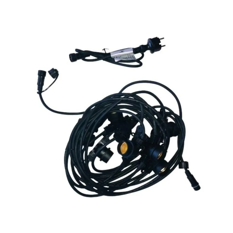 ILLUPRO - Guirlande guinguette extérieur 50m 100 ampoules led blanc chaud e27 1w câble noir extensible