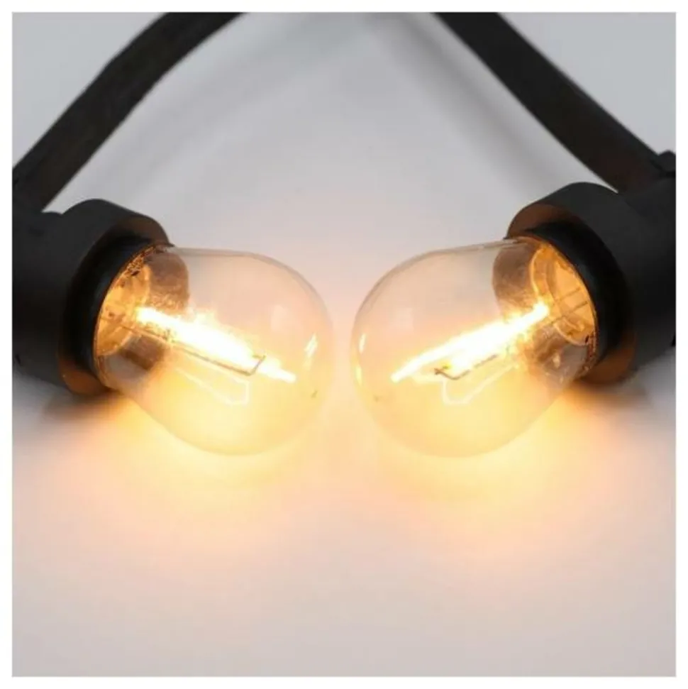 ILLUPRO - Guirlande guinguette extérieur 10m 10 ampoules led filament 1w e27 blanc chaud plastique ip65